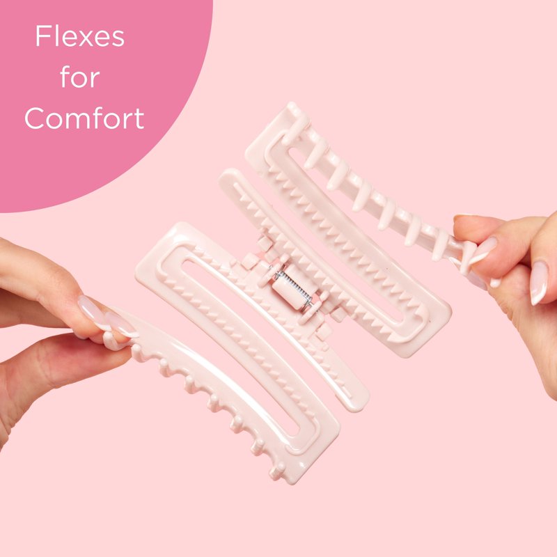 ComfortFlex Claw Clips - No-Slip Grip, Black & Pink, 2 Count
