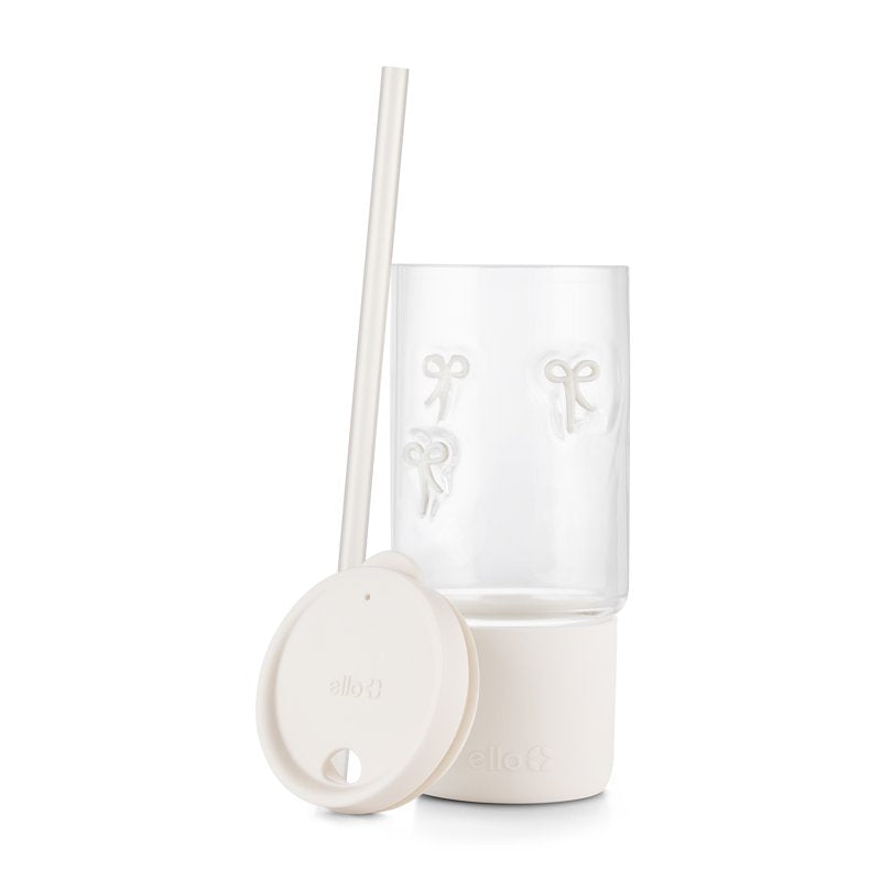18oz Glass Tumbler with Charms - White Bows