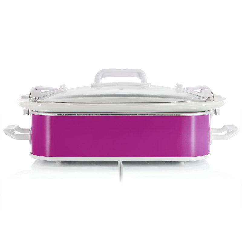 3.5 Quart Casserole Slow Cooker with Locking Lid and 3 Heat Settings - Purple