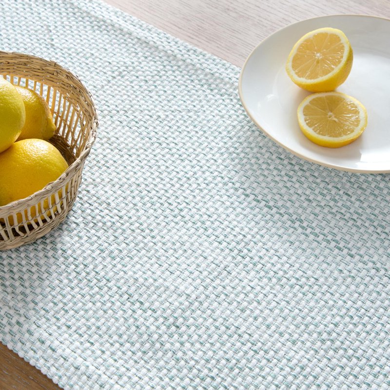 Woven Table Runner - Green, 14" W x 72" L, 100% Cotton