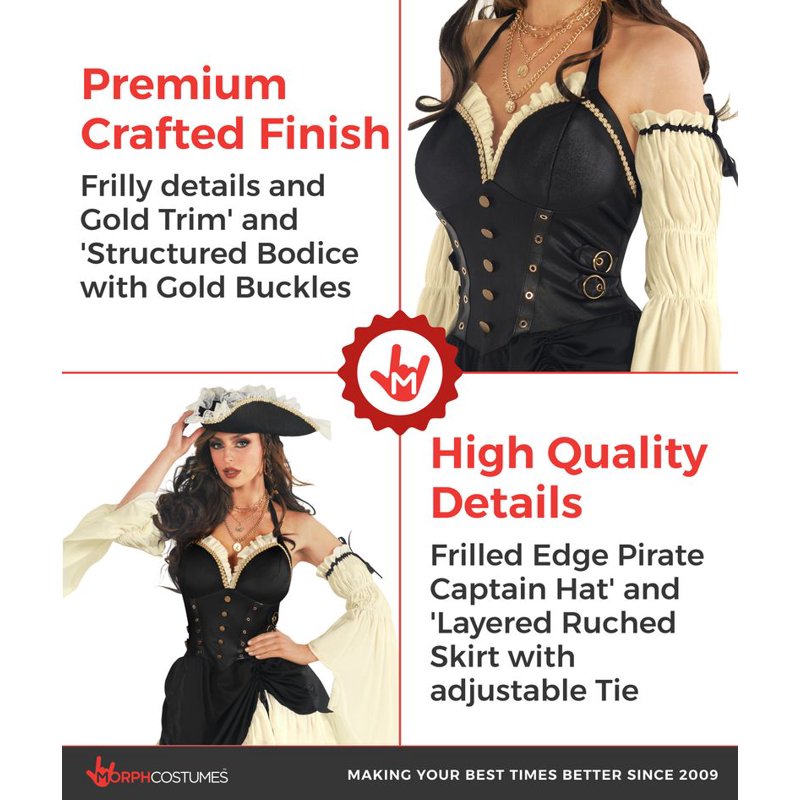 Women's Pirate Costume 3X Large - Fun Halloween Dress-Up Outfit