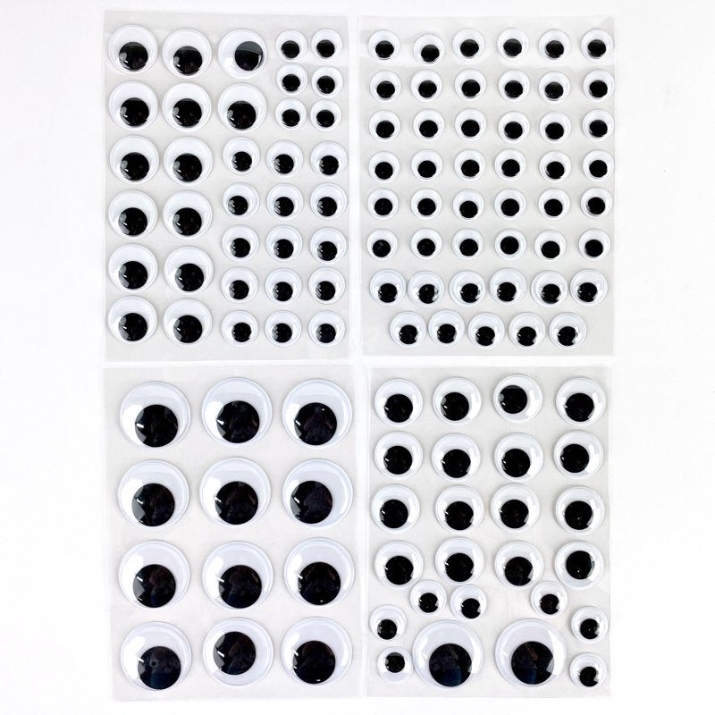 Googly Eyes Stick-On Craft Supplies - Black & White, 119 Count - Multiple Sizes