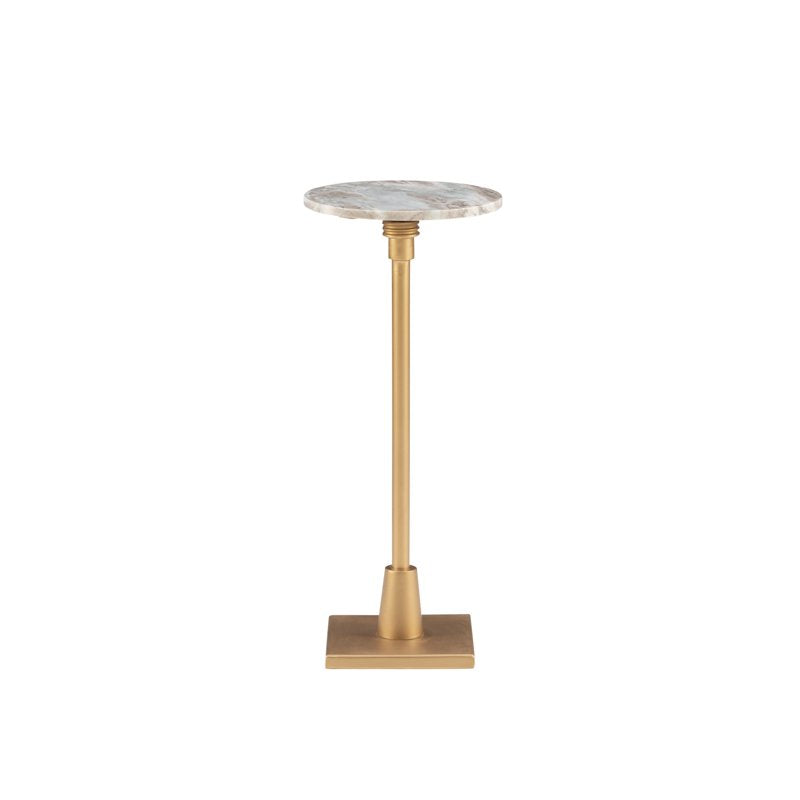 Adjustable Height Accent Drink Table - Gold & Sandy Marble