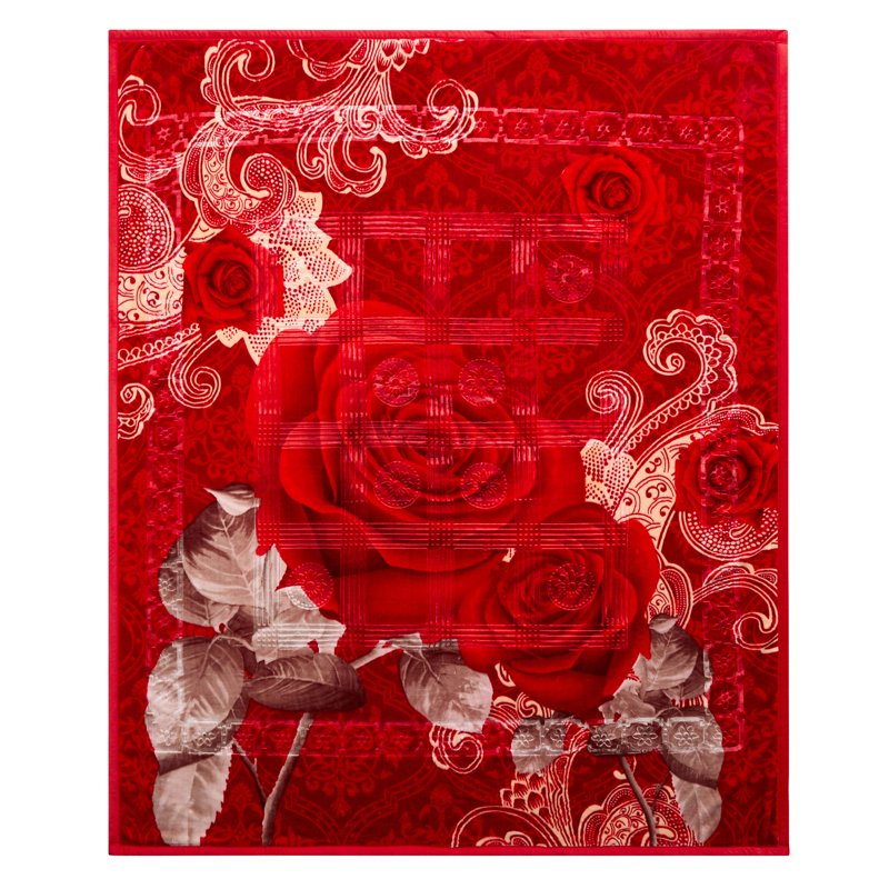 Queen Size Reversible Korean Mink Fleece Blanket - Maroon, Heavy 2-Ply Winter Throw