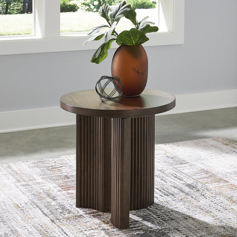 Contemporary End Table with Dark Brown Wood Finish