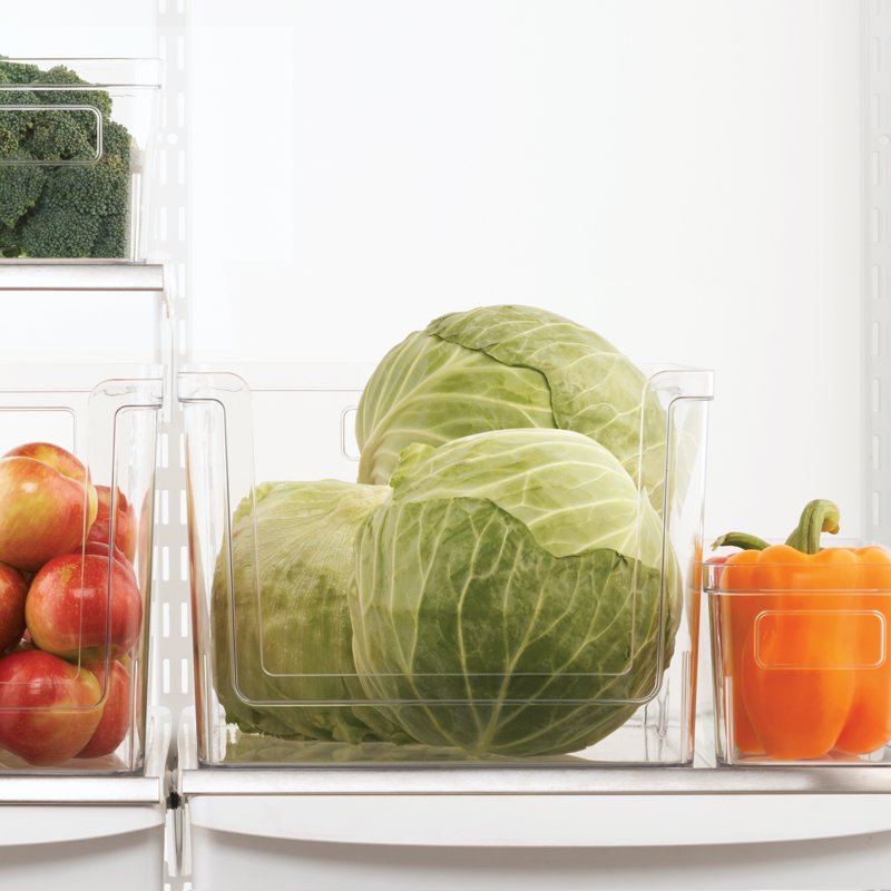 Large Clear Plastic Pantry Storage Bin with Handles - Deep Open-Front Organizer