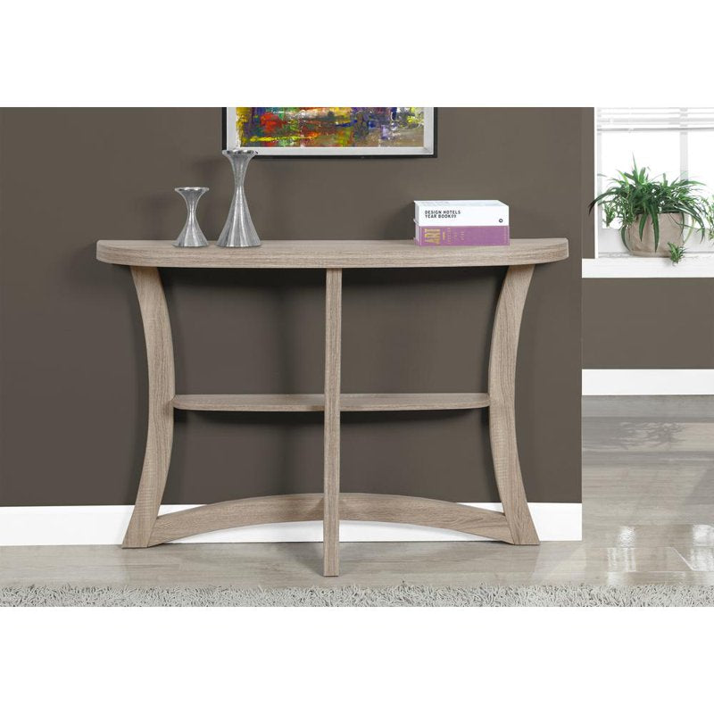 Half Moon Console Table - Dark Taupe Wood-Look, Two-Tiered Design