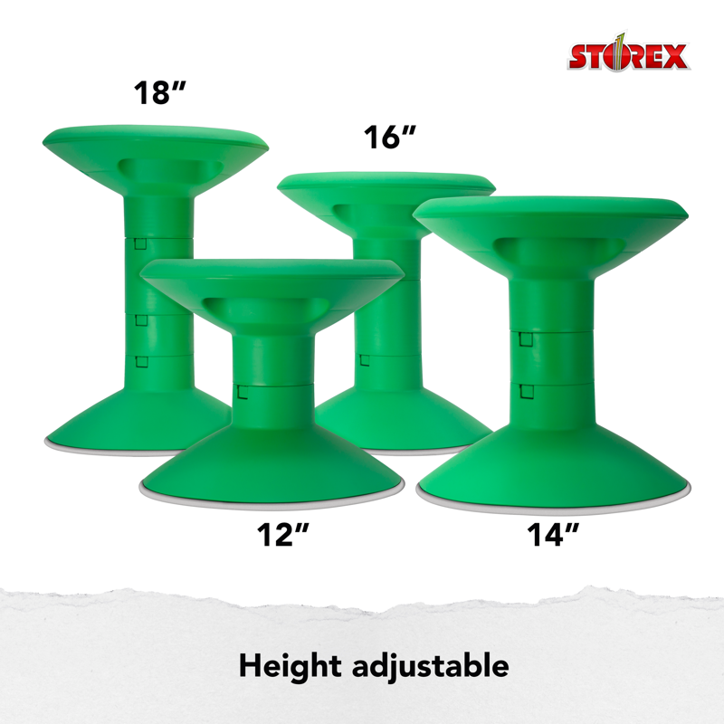 Adjustable Wiggle Stool - 12-18 Inch Backless Seat - Green
