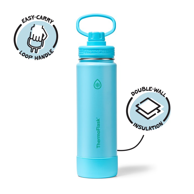 24 oz Double Wall Vacuum Insulated Stainless Steel Water Bottle with Chug Spout Lid - Vivid Blue
