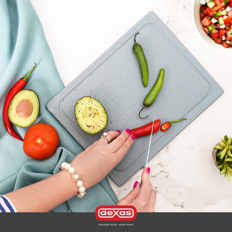 10 x 13 PolyFlax Cutting Board with Juice Well - Smoke Blue