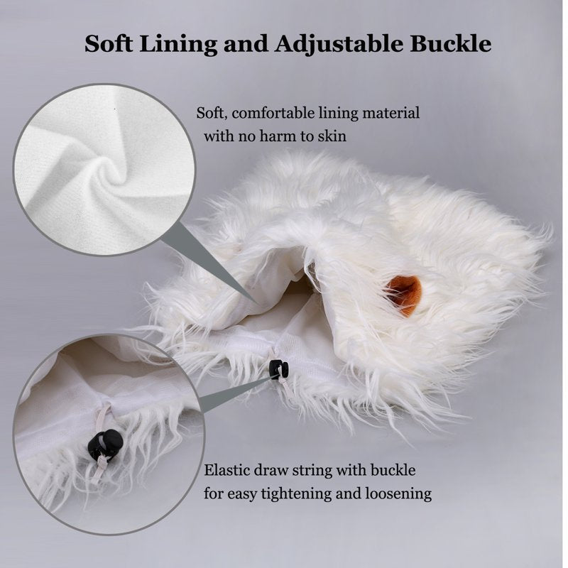 Lion Mane Wig for Dogs - Funny Pet Costume for Medium to Large Dogs - White, Size M