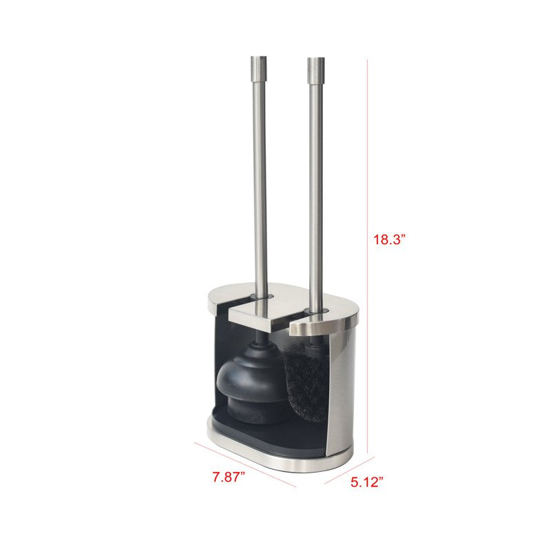 Silver Toilet Bowl Brush and Plunger Set with Holder - Better Homes & Gardens