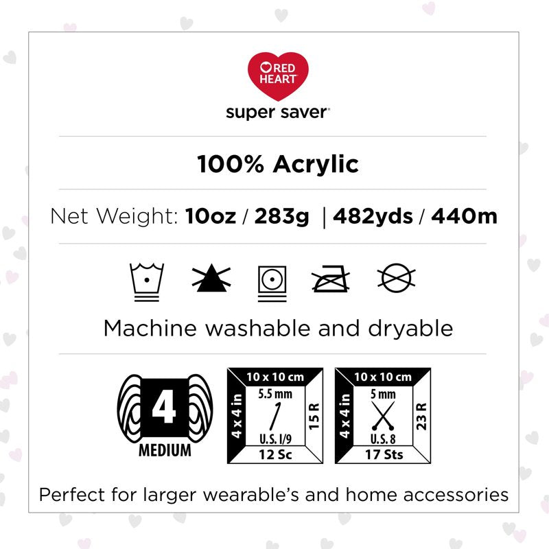 Red Heart Super Saver Jumbo Yarn - Aran Fleck, Medium #4 Acrylic, 10oz