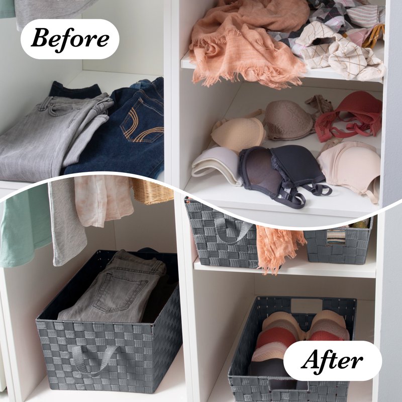 Simplify Fabric Storage Basket - Grey, Small Shelf Variation