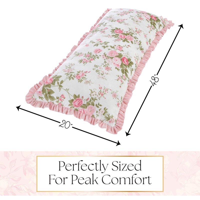 Pink Mink Ruffle Body Pillow 20x48 Inches - Cozy Lounge & Bedroom Decor
