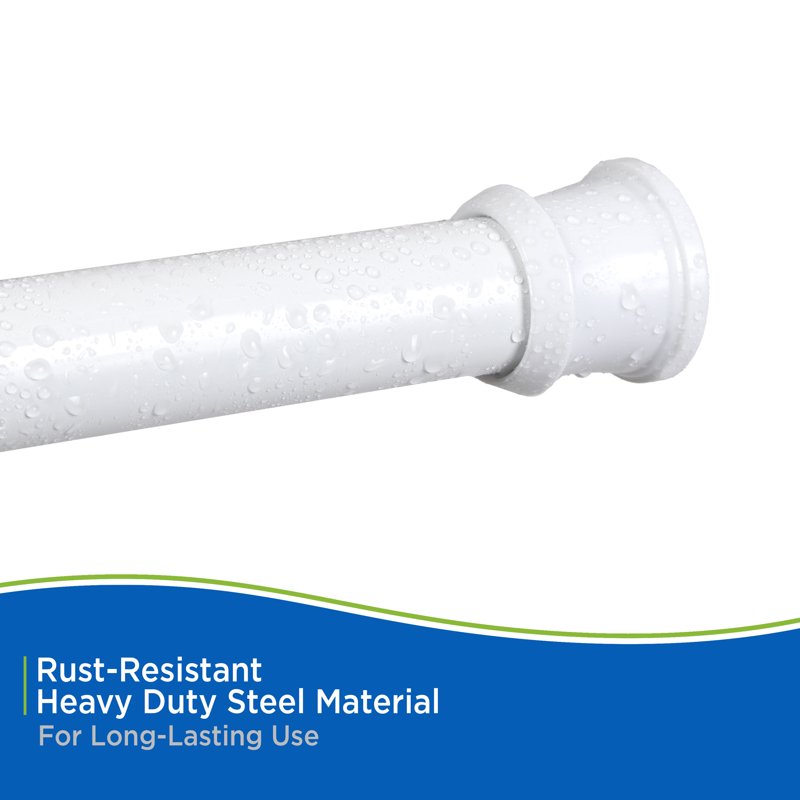 Kenney Twist & Fit No Tools Tension Shower Curtain Rod 42-72 Inches - White