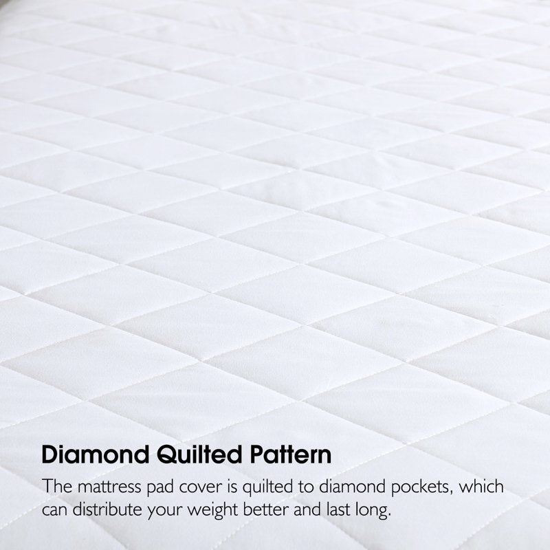 King Quilted Mattress Pad - Microfiber Comfort, Diamond Pattern, Hypoallergenic