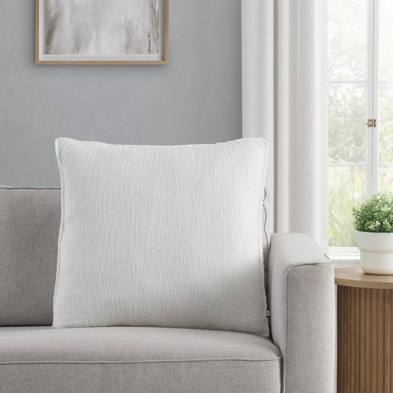 Oversized Cotton Gauze Fringe Pillow - Vanilla Dream - 22x22 Inches
