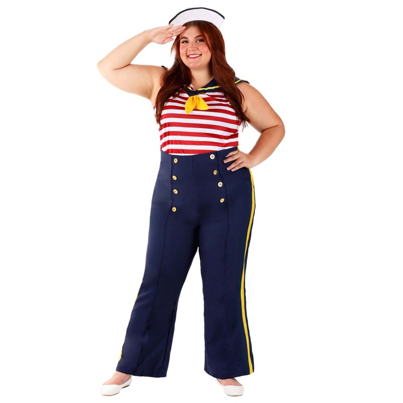 Plus Size Sailor Costume 1X for Women - Nautical Pin Up Outfit