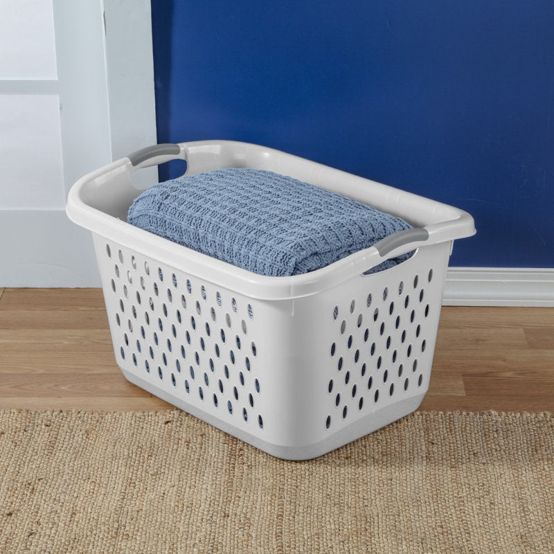 (2 Pack) Sterilite Extra Large 2.7 Bushel Plastic Laundry Baskets with Handles, White