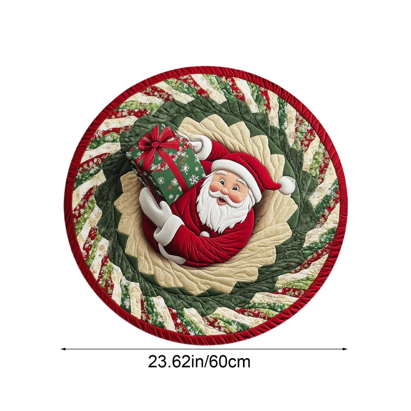 3D Santa Round Rug Christmas Washable Circle Rug Non-Slip Soft Carpet Holiday Decor - Variation #2
