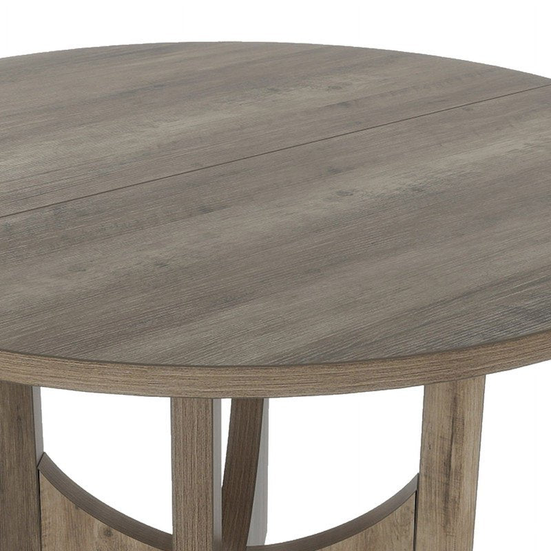 Round Dining Table for 6-8 Guests - Farmhouse Style, Grey Finish