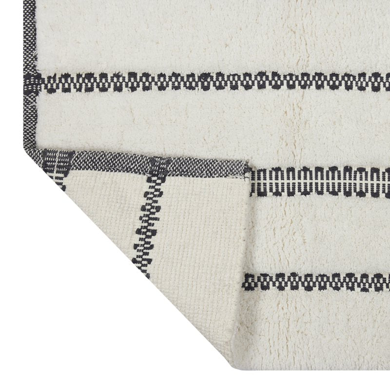 Bath Rug Set - Grey Shadow & Vanilla Dream 17 x 24 & 20 x 30 Inches Cotton, Striped Home Decor