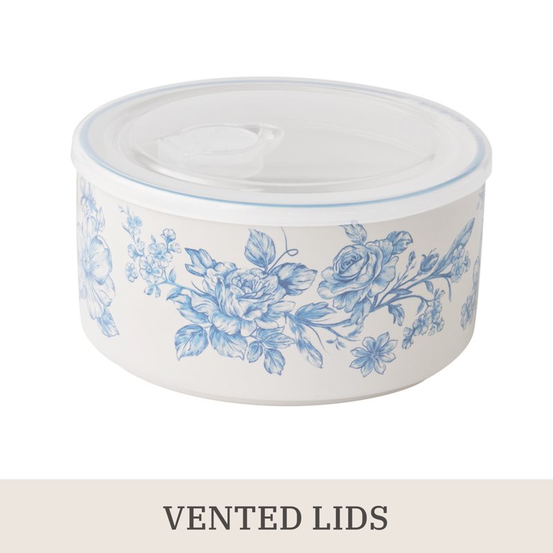 Agatha 6-Piece Round Nesting Baker Set with Lids - Floral Design