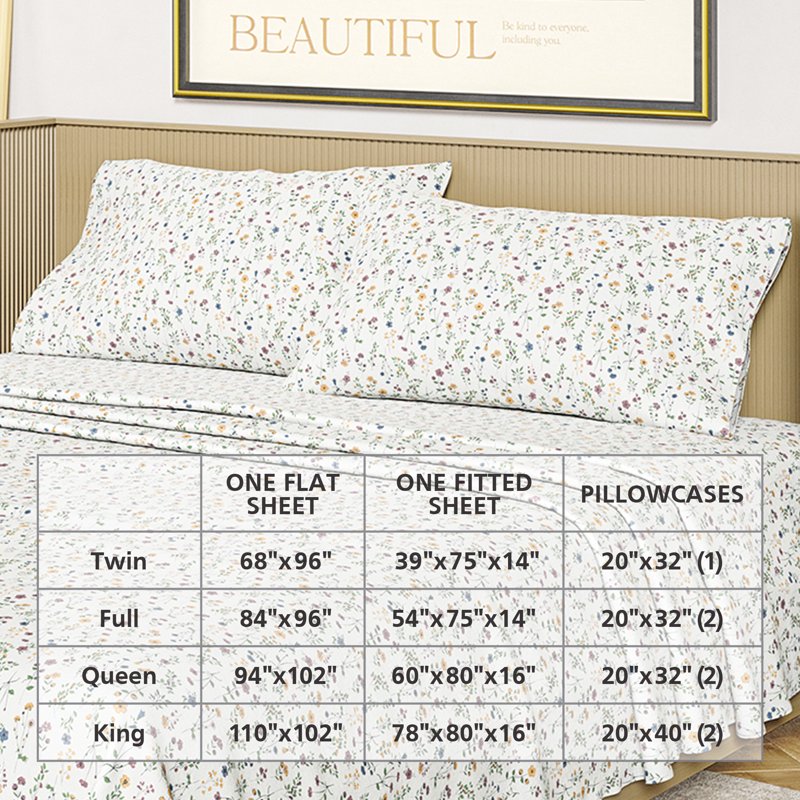 Twin Botanical Cotton Percale Sheet Set - White - Drew Barrymore