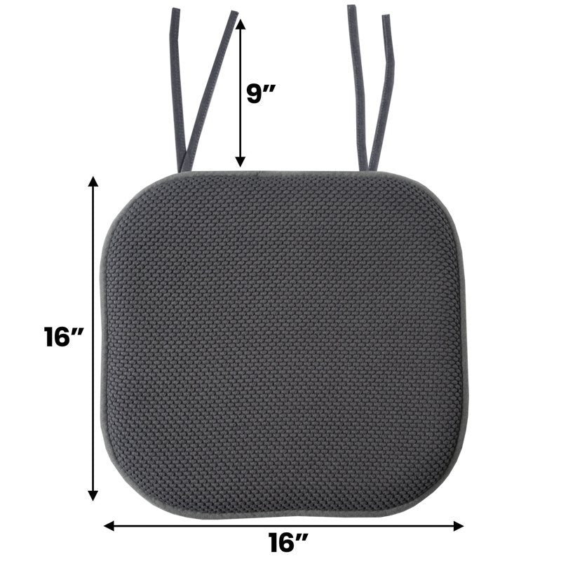 Memory Foam Chair Cushion Pad with Ties - 12-Pack, Gray