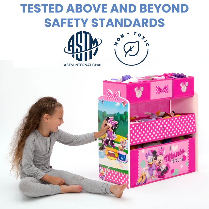 6-Bin Toy Organizer with Minnie Mouse Design - Multiple Characters