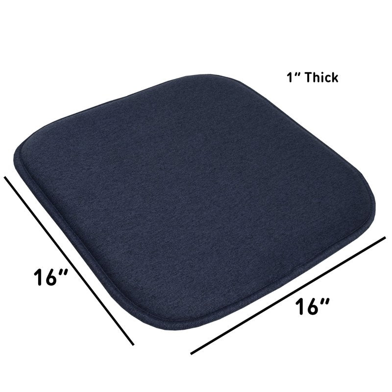 Memory Foam Chair Pads 2-Pack - Navy Jacquard Cover