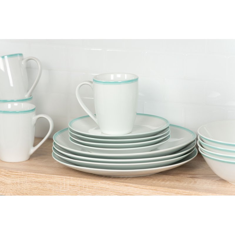 16-Piece Seafoam Green Ceramic Dinnerware Set
