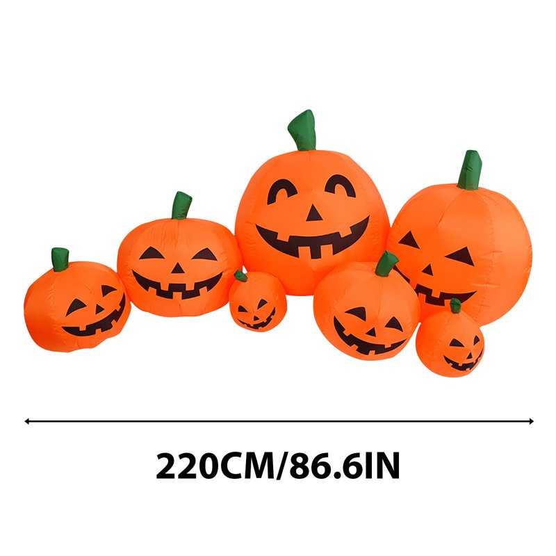 Halloween Inflatable Pumpkin Decor Set - 2.2m Tall, 7 Pieces - Variation B