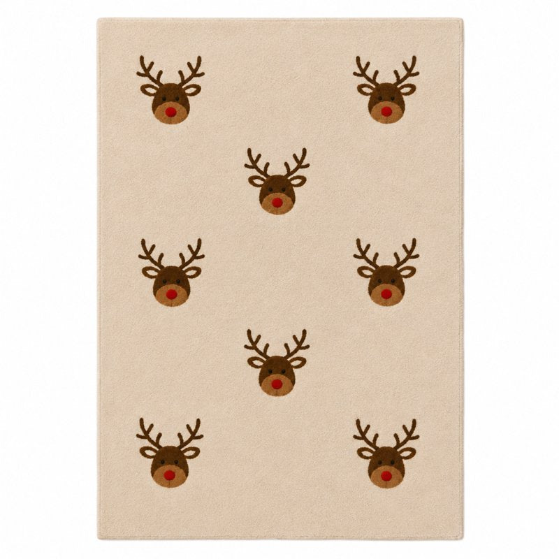 Reindeer Head Flannel Throw Blanket - 59x39in Rustic Christmas Decor