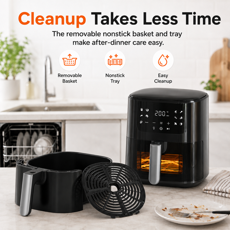 5.5 QT Digital Air Fryer with Touchscreen - Black with View Window