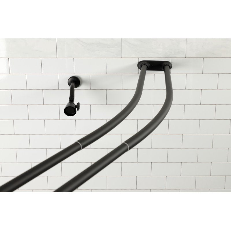 Kingston Brass Adjustable Double Curved Stainless Steel Shower Rod - Black, 60-72 Inches