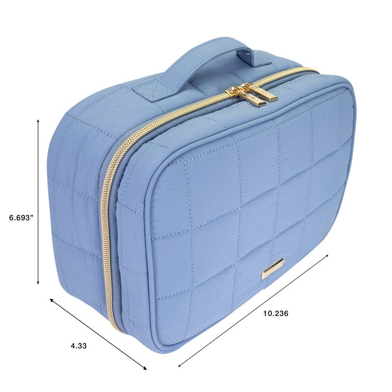 Hanging Beauty Organizer - Blue Quilted Cosmetic Case