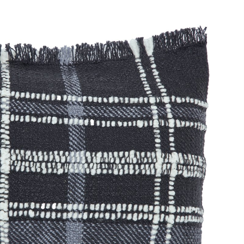 Black 2-Pack 14x20 Inch Cotton Rich Decorative Pillow with Fringe Trim