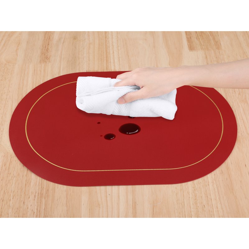 Faux Leather Placemats Set of 6 - Black & Red, Washable