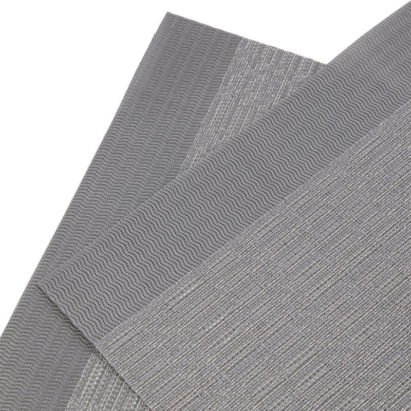 Set of 6 Elegant 12x18 in PVC Placemats - Border Silver Shimmer
