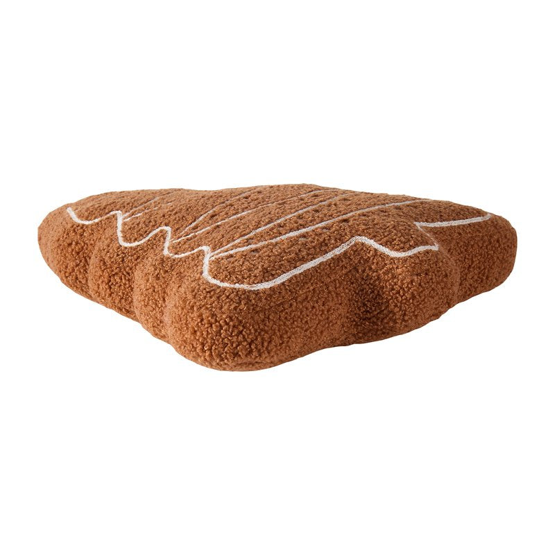 Gingerbread Tree-Shaped Decorative Pillow - Holiday Farmhouse Accent, 16x12 Inches