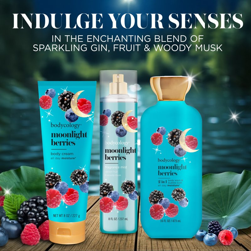 Moonlight Berries Fragrance Body Mist - Long-Lasting Fruit & Musk Scent, 8 oz