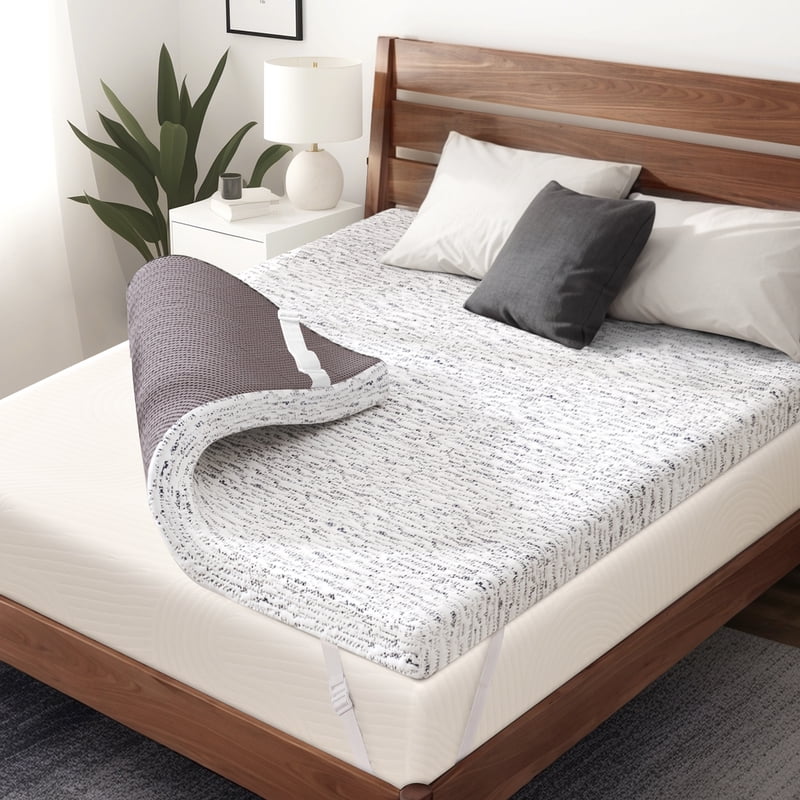 California King Cooling Gel Memory Foam Mattress Topper 4 Inch with Removable Cover - Plush Support