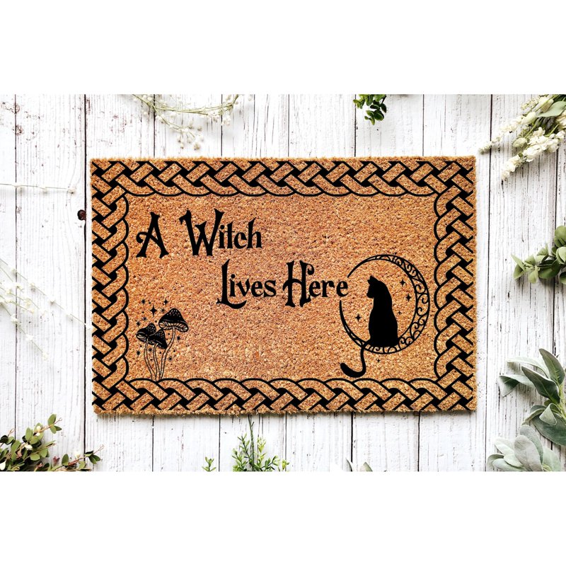 Halloween Doormat - Witch Lives Here Fall Decor Outdoor Welcome Mat