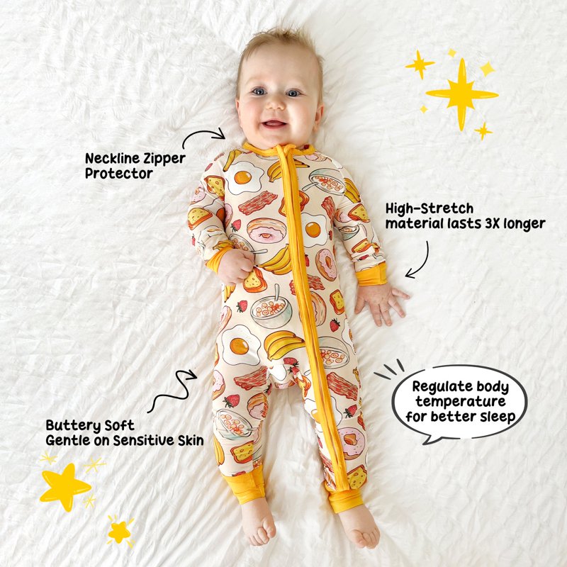 PinkBerry 0-3 Months Baby Footless Zip Pajamas 2-Pack - Snug Fit Bamboo Bodysuits