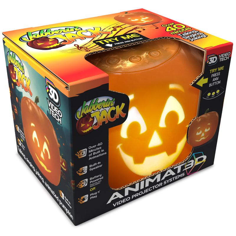 Talking Animated Pumpkin with LED Light Projector and Speaker - 8 Inch