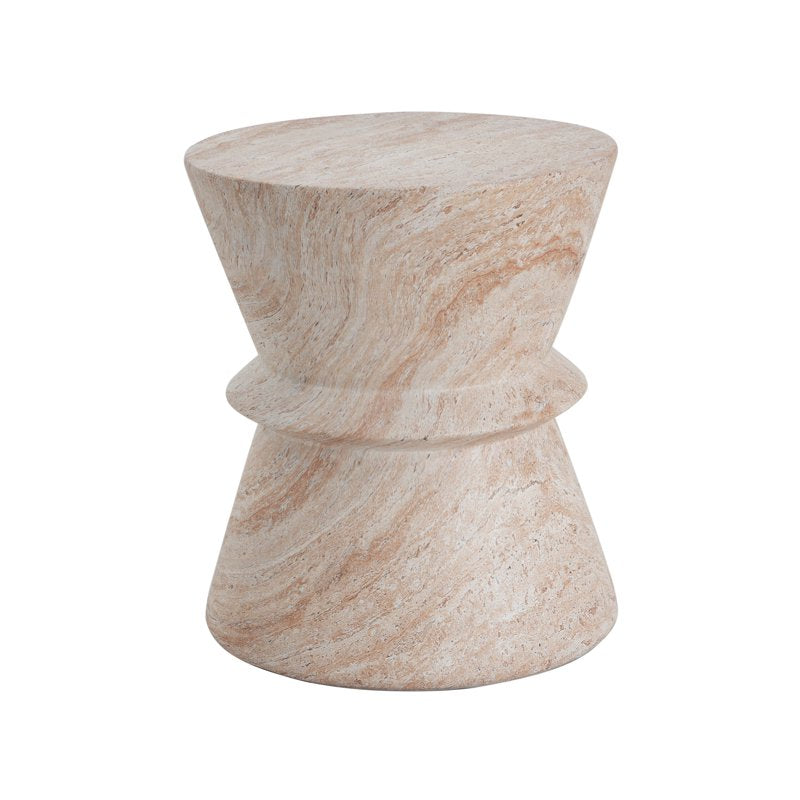 15.5" Outdoor Concrete Hourglass Side Table - Travertine Finish