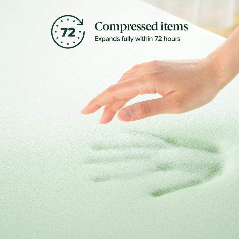 Twin Green Tea & Charcoal Memory Foam Mattress Topper - 3 Inch Support