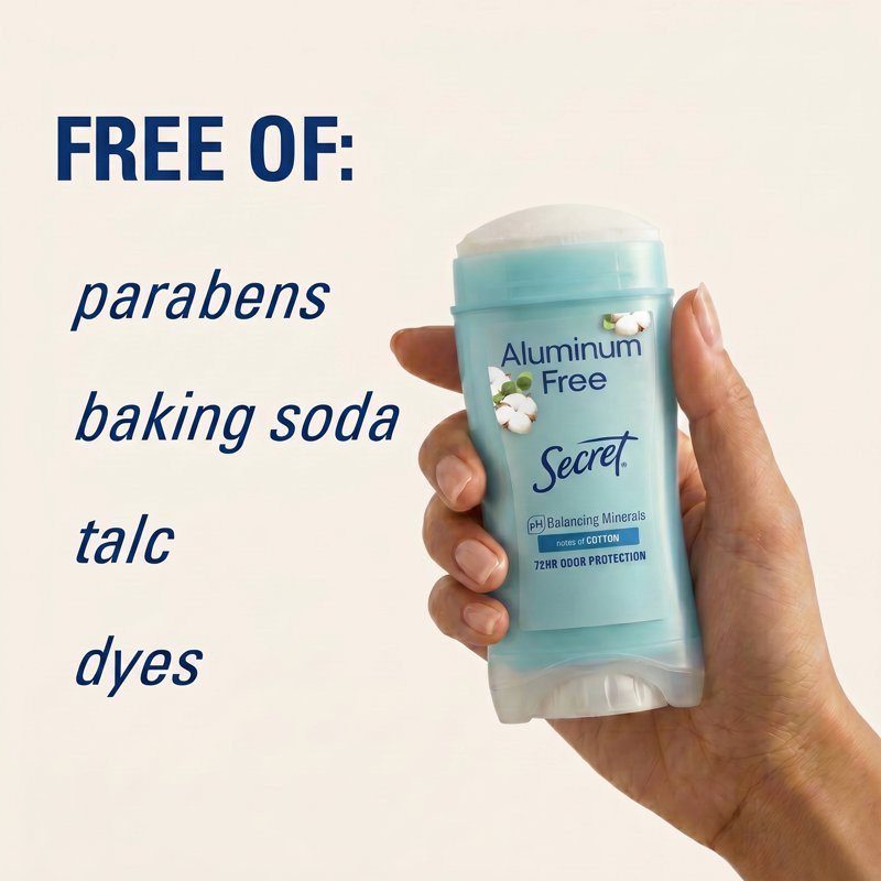 Aluminum-Free Deodorant for Women, 72-Hour Magnesium Protection, Cotton